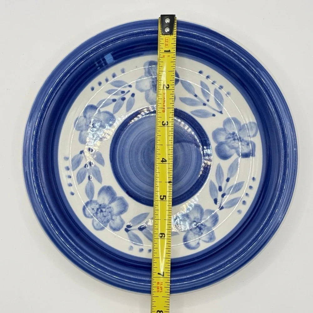 Gibson Houseware Blue Floral Ceramic Salad/Dessert‎ Plates Set of 2 Vintage